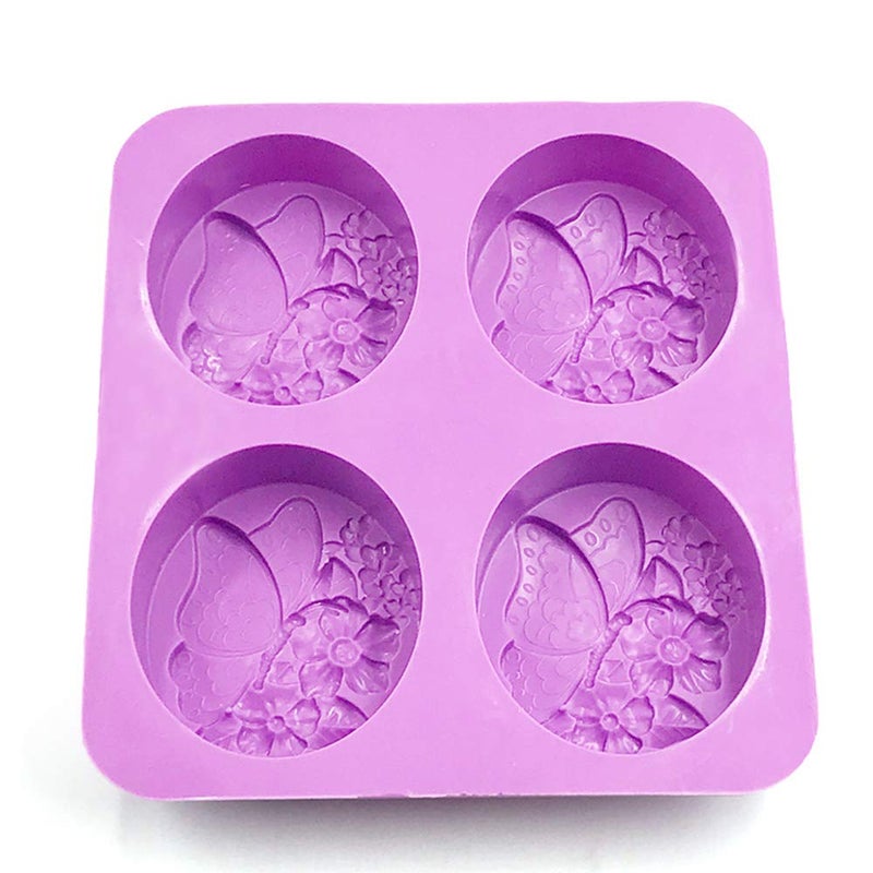 EchoDone 4 Cavities Oval Butterfly Flower Silicone Soap Mold DIY Handmade Silicone Molds for Soap Candle Bath Bomb Lotion Bar Cold Process Making Supplies - Image 5